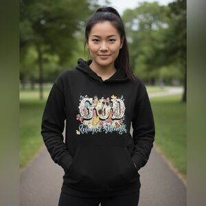 SO&SEWS Christian Graphic Hoodie with Thumbholes
“God Is My Refuge & Strength”